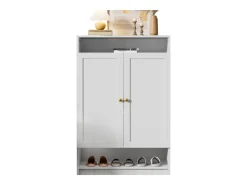 Sapateira moderna - 73 x 34 x 109 - com prateleiras ajustáveis ​​+ 2 portas - aglomerado - branco