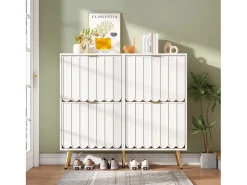Sapateira moderna - 100 x 24 x 91,5 cm - com 4 portas - MDF + aglomerado - branca