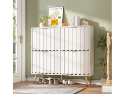 Sapateira moderna - 100 x 24 x 91,5 cm - com 4 portas - MDF + aglomerado - branca