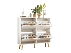 Sapateira moderna - 100 x 24 x 91,5 cm - com 4 portas - MDF + aglomerado - branca