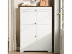 Sapateira moderna - 87 x 26 x 120 cm - com 3 portas - para hall de entrada/corredor - MDF - branca
