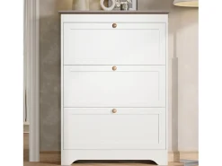 Sapateira moderna - 87 x 26 x 120 cm - com 3 portas - para hall de entrada/corredor - MDF - branca