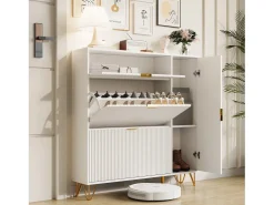 Sapateira Moderna Branco com Armazenamento Regulável e Design Antiderrapante – Estilo Luxo Leve