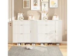 Sapateira Moderna Branco com Armazenamento Regulável e Design Antiderrapante – Estilo Luxo Leve