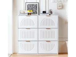 Sapateira moderna com 6 compartimentos e portas basculantes - 118 x 25 x 115 cm - ideal para hall de entrada e corredor - MDF - branca