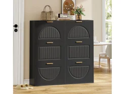 Sapateira moderna com 6 compartimentos e portas basculantes - 118 x 25 x 115 cm - ideal para hall de entrada e corredor - MDF - preta