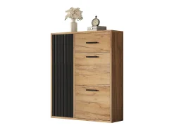 Sapateira moderna com 1 gaveta + 2 sapateiras dobráveis + 1 porta - 80 x 24 x 95,5 - aglomerado - natural