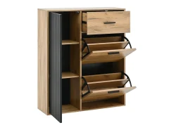 Sapateira moderna com 1 gaveta + 2 sapateiras dobráveis + 1 porta - 80 x 24 x 95,5 - aglomerado - natural
