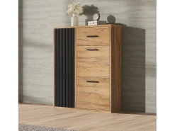 Sapateira moderna com 1 gaveta + 2 sapateiras dobráveis + 1 porta - 80 x 24 x 95,5 - aglomerado - natural