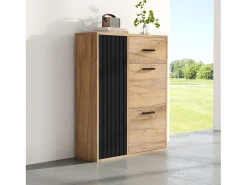 Sapateira moderna com 1 gaveta + 2 sapateiras dobráveis + 1 porta - 80 x 24 x 95,5 - aglomerado - natural