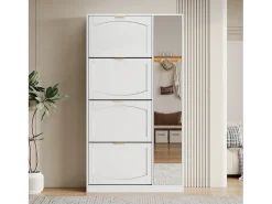 Sapateira moderna com 4 gavetas basculantes - 80 x 24 x 147 cm - Aglomerado - Branca
