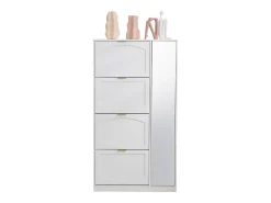 Sapateira moderna com 4 gavetas basculantes - 80 x 24 x 147 cm - Aglomerado - Branca