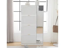 Sapateira moderna com 4 gavetas basculantes - 80 x 24 x 147 cm - Aglomerado - Branca