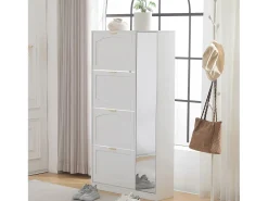 Sapateira moderna com 4 gavetas basculantes - 80 x 24 x 147 cm - Aglomerado - Branca