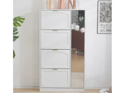 Sapateira moderna com 4 gavetas basculantes - 80 x 24 x 147 cm - Aglomerado - Branca