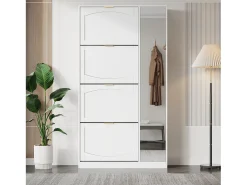 Sapateira moderna com 4 gavetas basculantes - 80 x 24 x 147 cm - Aglomerado - Branca