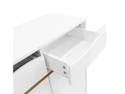 Sapateira moderna com 2 gavetas e 2 portas 80×35×105 cm Amplo espaço de arrumação com luzes LED Branco