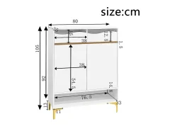 Sapateira moderna com 2 gavetas e 2 portas 80×35×105 cm Amplo espaço de arrumação com luzes LED Branco