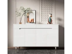 Sapateira moderna com 2 portas + 3 gavetas - pés dourados - 140 x 39 x 84 cm - aglomerado - branco