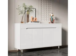 Sapateira moderna com 2 portas + 3 gavetas - pés dourados - 140 x 39 x 84 cm - aglomerado - branco
