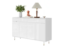 Sapateira moderna com 2 portas + 3 gavetas - pés dourados - 140 x 39 x 84 cm - aglomerado - branco