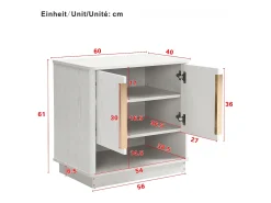 Sapateira moderna com 2 portas e compartimento aberto - 60 x 40 x 61 cm - puxadores dourados - MDF - branca