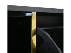 Sapateira moderna com frentes brilhantes, portas de prateleiras ajustáveis, LEDs coloridos, preta