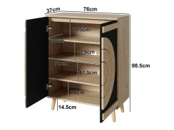 Sapateira moderna com portas redondas e geométricas - 76 x 37 x 98,5 cm - MDF - preta