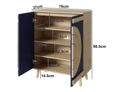Sapateira moderna com portas redondas e geométricas - 76 x 37 x 98,5 cm - aglomerado - cor natural