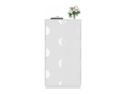 Sapateira moderna e exclusiva - 63 x 24 x 120 cm - com 3 portas + espelho redondo - MDF - branca