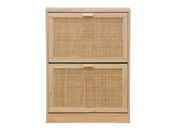 Sapateira moderna em melamina de pinho e rattan, 60x82x24 cm
