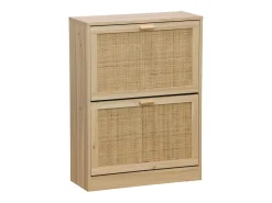 Sapateira moderna em melamina de pinho e rattan, 60x82x24 cm