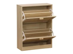 Sapateira moderna em melamina de pinho e rattan, 60x82x24 cm