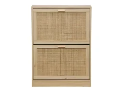 Sapateira moderna em melamina de pinho e rattan, 60x82x24 cm