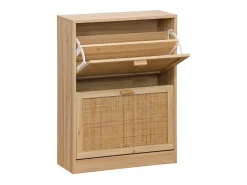 Sapateira moderna em melamina de pinho e rattan, 60x82x24 cm