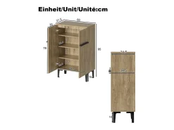 Sapateira moderna para hall de entrada - 60 x 34,5 x 95 cm - com 2 portas + prateleiras ajustáveis - aglomerado - cor natural