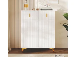 Sapateira multifuncional com puxador, Aparador com 2 gavetas e 2 portas, Branco