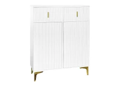 Sapateira multifuncional com puxador, Aparador com 2 gavetas e 2 portas, Branco