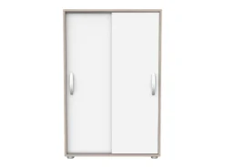 Sapateira multiuso com portas de correr, branco e carvalho, 106 x 68 x 33 cm