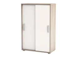 Sapateira multiuso com portas de correr, branco e carvalho, 106 x 68 x 33 cm