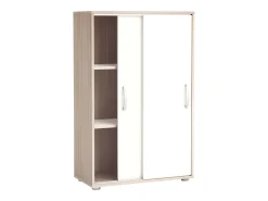 Sapateira multiuso com portas de correr, branco e carvalho, 106 x 68 x 33 cm