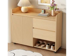 Sapateira móvel - 110 x 35 x 86 cm - com 2 gavetas + 1 porta - MDF - natural