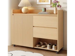 Sapateira móvel - 110 x 35 x 86 cm - com 2 gavetas + 1 porta - MDF - natural