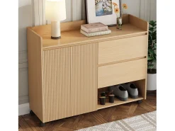 Sapateira móvel - 110 x 35 x 86 cm - com 2 gavetas + 1 porta - MDF - natural
