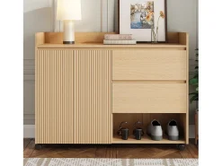 Sapateira móvel - 110 x 35 x 86 cm - com 2 gavetas + 1 porta - MDF - natural