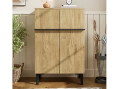 Sapateira na cor madeira com 2 portas - prateleiras ajustáveis ​​​​60 × 34,5 x 95 cm