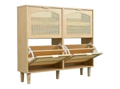 Sapateira natural clara com 4 portas, puxadores em metal 100x25x90,3cm