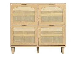 Sapateira natural clara com 4 portas, puxadores em metal 100x25x90,3cm