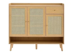 Sapateira natural com 3 portas em verga e 1 gaveta, puxador em metal 120x35x106cm