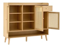 Sapateira natural com 3 portas em verga e 1 gaveta, puxador em metal 120x35x106cm